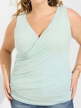 Torrid Surplice Wrap Tank Mint Green Size 2X